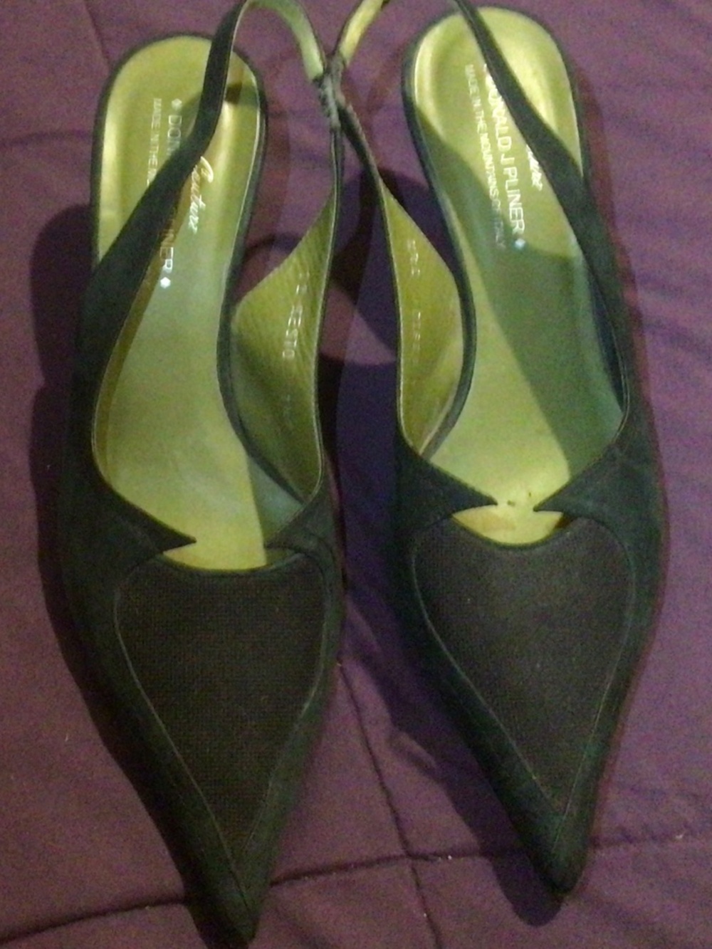 Like New Donald Pliner Hunter Green Suede Sling back 7.5